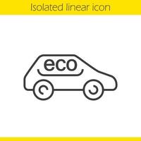 icona lineare di auto eco. illustrazione di linea sottile. simbolo di contorno dell'automobile eco-friendly. disegno vettoriale isolato contorno