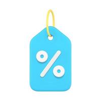 realistico shopping verticale sospeso blu etichetta corda con squillare 3d icona modello illustrazione vettore