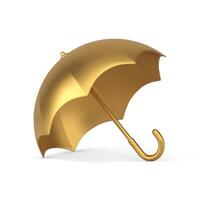 d'oro metallico gloss ombrello di stagione moda premio accessorio maniglia realistico 3d icona vettore