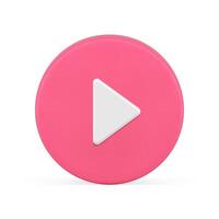 rosa cerchio giocare pulsante giusto freccia pointer realistico 3d icona inoltrare inizio distintivo vettore