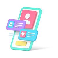 sociale media mobile Telefono applicazione per coppia relazione ricerca Data incontro 3d icona vettore