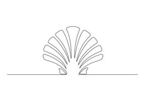 uno continuo linea disegno di Aperto ostrica conchiglia conchiglia simbolo e bandiera di bellezza terme professionista illustrazione vettore
