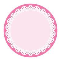 semplice elegante rosa circolare telaio decorato con il giro a smerlo pizzo design vettore