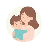 semplice piatto moderno illustrazione amorevole braccia e abbraccio di madre con sua bambino vettore