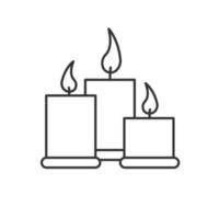 icona lineare delle candele del salone della stazione termale. illustrazione di linea sottile. simbolo di contorno di aromaterapia. disegno vettoriale isolato contorno