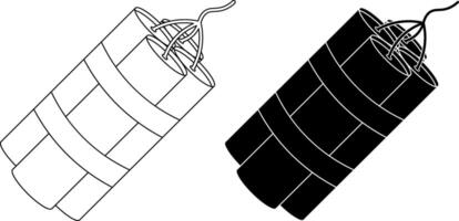 schema silhouette dinamite icona impostato isolato su bianca sfondo vettore