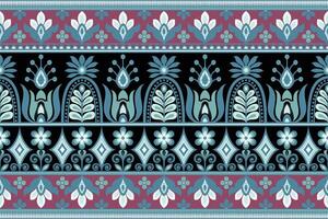 senza soluzione di continuità modello sfondo geometrico etnico orientale ikat senza soluzione di continuità modello tradizionale design per sfondo, tappeto, sfondo, vestiario, avvolgere, batik, tessuto, illustrazione ricamo. vettore