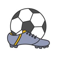 Scarpa da calcio e icona del colore della palla. illustrazione vettoriale isolato