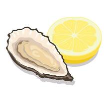 ostrica con Limone. frutti di mare piatto nel bar o ristorante. cibo e bevanda e ingredienti per cucinando vettore