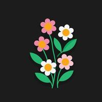 semplice astratto mano disegnato vario forme e piatto fiore. natura fiori e le foglie illustrazione su bianca sfondo vettore