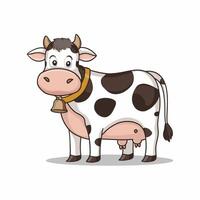 carino mucca. etichetta per sociale reti, grafico elemento per sito web. animali, mammifero, fauna e natura, agricoltura e agricoltura. giocattolo e portafortuna per bambini. cartone animato piatto illustrazione vettore