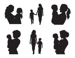 silhouette di madre e bambino illustrazione per madri giorno vettore