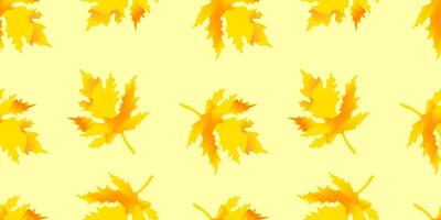 autunno senza soluzione di continuità modello con luminosa giallo acero le foglie. delicato decorativo sfondo per stampa su tessuto, carta confezione, decorazione di stagione festival e vacanze.piatto infinito modello. vettore