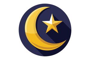 un' stilizzato mezzaluna Luna e stella, iconico simboli di Islam vettore
