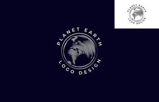 inciso pianeta terra logo disegno, è un' logo design quello inciso illustra il pianeta terra, un' logo per conservazione, ambientalisti, televisione Spettacoli, eccetera. vettore