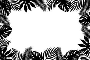 nero e bianca bandiera con tropicale foglie, palma rami, con spazio per testo. vettore