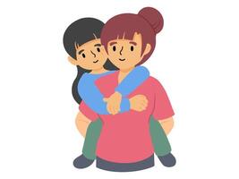 mamma abbracciare figlia o avatar icona illustrazione vettore