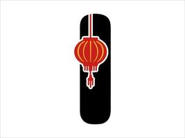 Cinese lanterna alfabeto lettera io vettore