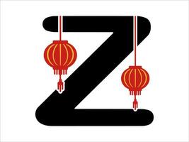 Cinese lanterna alfabeto lettera z vettore