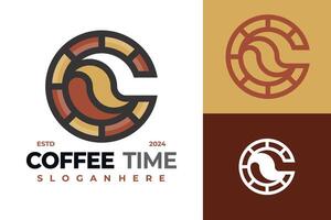 lettera c caffè tempo logo design simbolo icona illustrazione vettore