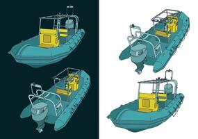 rigido gonfiabile barca illustrazioni vettore