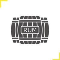 icona del glifo con botti di legno di rum. simbolo di sagoma. botti di legno di alcol. spazio negativo. illustrazione vettoriale isolato