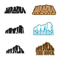 impostato di stilizzato Immagine di il canyon, iceberg, rocce vettore