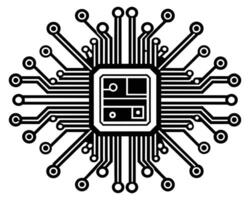 nero processore icona isolato su nero sfondo vettore