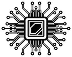 nero processore icona isolato su nero sfondo vettore