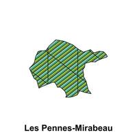 les penne mirabeau città carta geografica di Francia nazione, astratto geometrico carta geografica con colore creativo design modello vettore