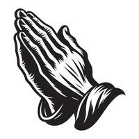 gesto di il mani piegato nel preghiera, nero colore silhouette vettore