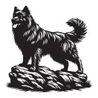 un' roccioso cane, nero colore silhouette vettore