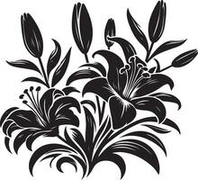 nero silhouette di giglio fiori, nero colore silhouette vettore