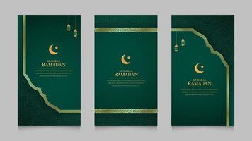 Ramadan kareem islamico Arabo realistico sociale media storie collezione modello design con modello confine vettore