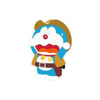 Doraemon con cowboy camicia cartone animato personaggio giapponese anime vettore