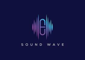 minimalista lettera e suono onda logo. moderno suono onda logo. e musica logo vettore
