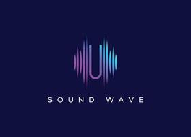 minimalista lettera u suono onda logo. moderno suono onda logo. u musica logo vettore