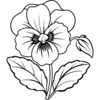 viola del pensiero fiore schema illustrazione colorazione libro pagina disegno, viola del pensiero fiore mazzo nero e bianca linea arte disegno colorazione libro pagine per bambini e adulti vettore