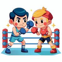 un' Groovy scatola di cartone personaggio boxe piatto illustrazione vettore