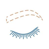 icona del colore del contorno del sopracciglio. modellatura delle sopracciglia. trucco per sopracciglia. microblading delle sopracciglia o preparazione al tatuaggio. illustrazione vettoriale isolato