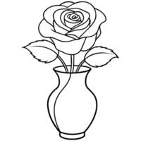 rosa fiore schema illustrazione colorazione libro pagina disegno, rosa fiore nero e bianca linea arte disegno colorazione libro pagine per bambini e adulti vettore