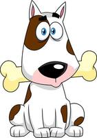 divertente Toro terrier cane cartone animato personaggio con un' osso nel il suo bocca vettore