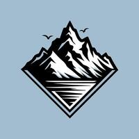 Vintage ▾ montagna spedizione simbolo. logo per esplorazione, all'aperto tour. illustrazione per magliette, opuscoli, e siti web, evocando avventura vibrazioni vettore