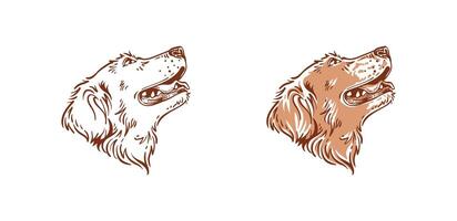 smiley viso di d'oro cane da riporto cane testa animale domestico illustrazione logo animale design vettore