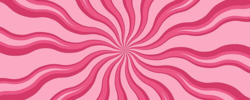 spirale rosa caramella sfondo con turbine modello. fragola crema cartone animato sfondo. dolci marshmallow e lecca-lecca astratto torcere sfondo. sunburst psichedelico Groovy strisce. vettore