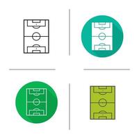 icona del campo di calcio. design piatto, stili lineari e di colore. schema del campo da calcio. illustrazioni vettoriali isolate