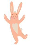 contento Pasqua coniglietto coniglio cartone animato personaggio isolato su bianca sfondo. di moda Pasqua design. piatto illustrazione per manifesto, icona, carta, logo, etichetta. vettore