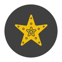 icona del colore del glifo con stella marina. simbolo di sagoma su sfondo nero. spazio negativo. illustrazione vettoriale