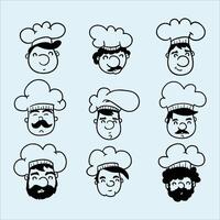 impostato di cartone animato chef con cappelli vettore
