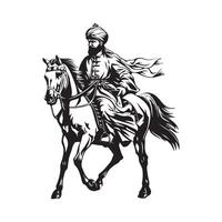 Turco guerriero su cavallo Immagine design su bianca sfondo vettore